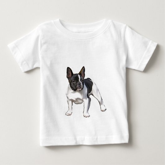BLACK UND WEISS FRANZÖSISCHER BULLDOG BABY T-SHIRT (Vorderseite)