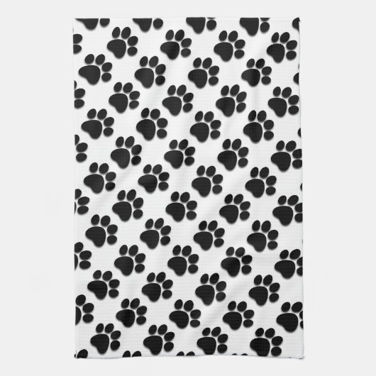 BLACK und WHITE Hund Paw Prints Ver 2 A007 Handtuch (Vertikal)
