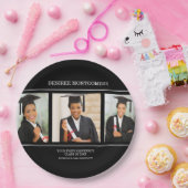 Black Uni University 3 Foto Abschluss Pappteller (Party)