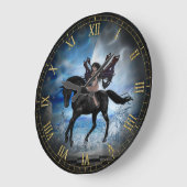 Black Unicorn and Dark Angel Vignette Wall Clock Große Wanduhr (Winkel)