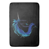 Black Unicorn Blue Silver Badematte (Vorderseite Vertikal)