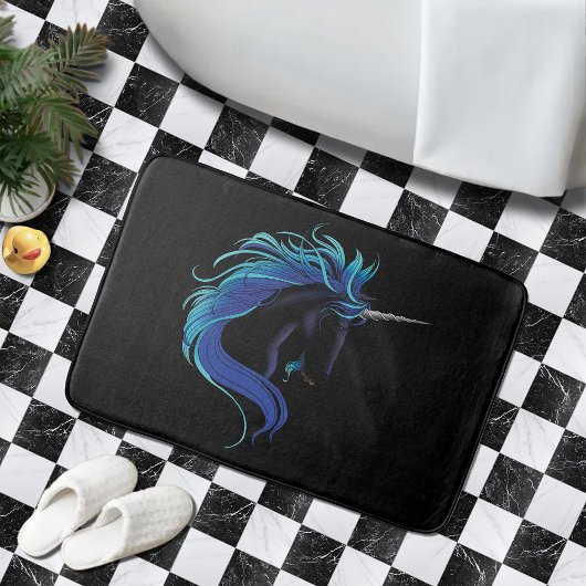 Black Unicorn Blue Silver Badematte