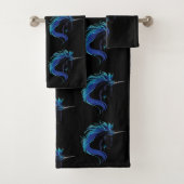 Black Unicorn Blue Silver Badhandtuch Set (Insitu)