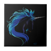 Black Unicorn Blue Silver Fliese (Vorderseite)