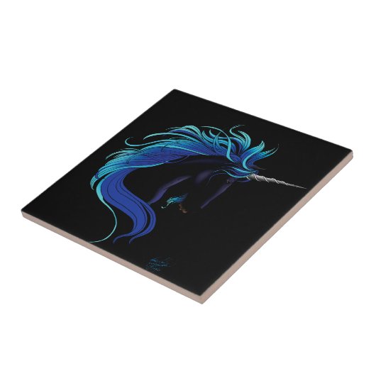 Black Unicorn Blue Silver Fliese (Seite)
