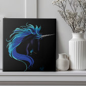 Black Unicorn Blue Silver Fliese