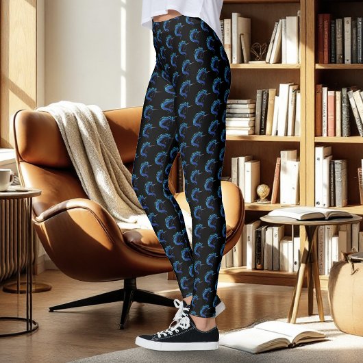 Black Unicorn Blue Silver Leggings
