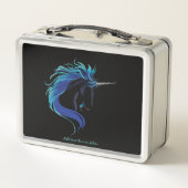 Black Unicorn Blue Silver Metall Brotdose (Rückseite)
