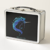 Black Unicorn Blue Silver Metall Brotdose (Vorderseite)