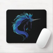 Black Unicorn Blue Silver Mousepad (Mit Mouse)