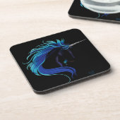Black Unicorn Blue Silver Untersetzer (Linke Seite)