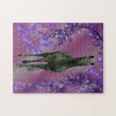 Black Unicorn Blume Fantasy Horst Kunst Puzzle (Horizontal)