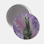 Black Unicorn Blume Fantasy Magnet (Vorderseite/Rückseite)