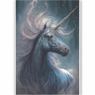Black Unicorn Fantasy Art Aufkleber