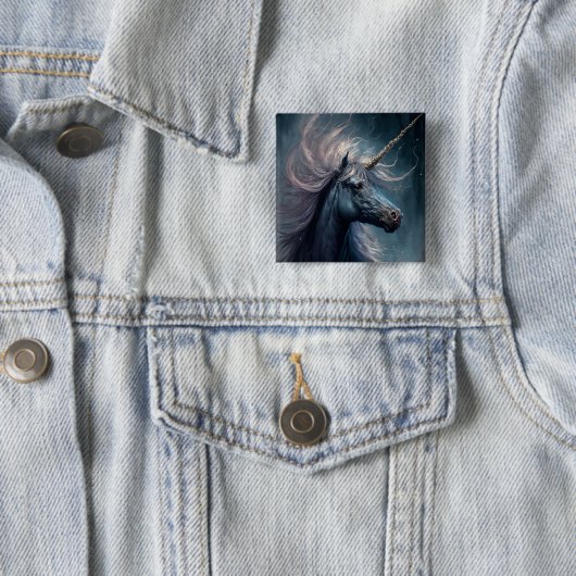 Black Unicorn Fantasy Art Button (Beispiel)
