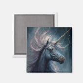 Black Unicorn Fantasy Art Magnet (Vorderseite/Rückseite)