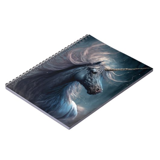 Black Unicorn Fantasy Art Notizblock (Linke Seite)