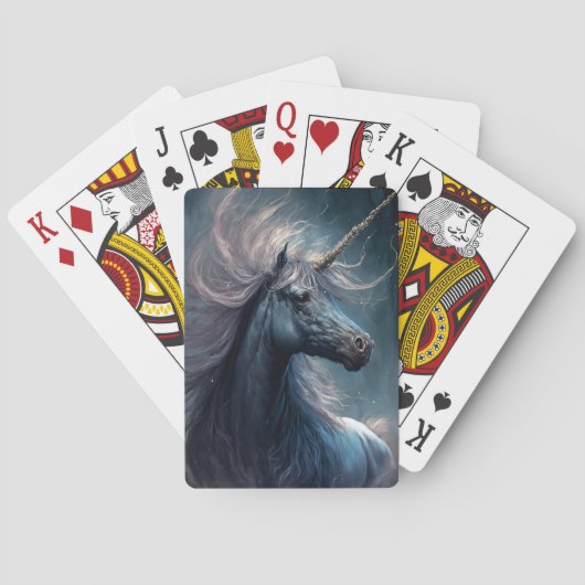 Black Unicorn Fantasy Art Spielkarten (Rückseite)