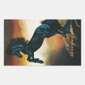 Black Unicorn Fantasy Dance Rechteckiger Aufkleber (Vorderseite)
