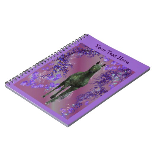 Black Unicorn Fantasy Horse Notebook Notizblock (Linke Seite)