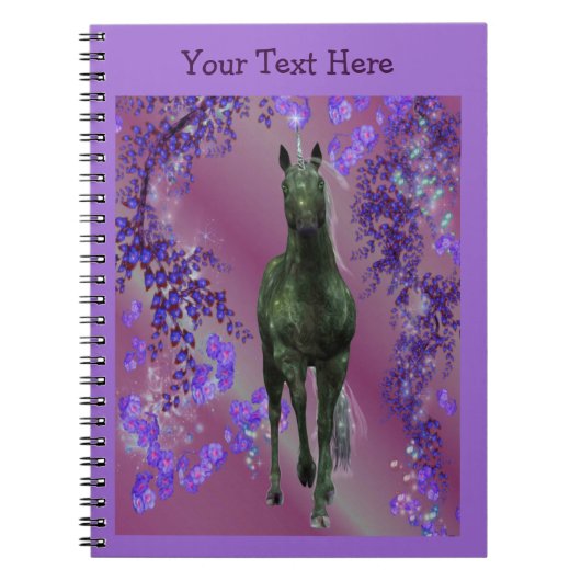 Black Unicorn Fantasy Horse Notebook Notizblock (Vorderseite)