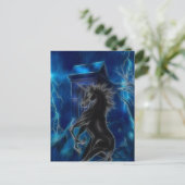 Black Unicorn Fantasy Postkarte (Stehend Vorderseite)