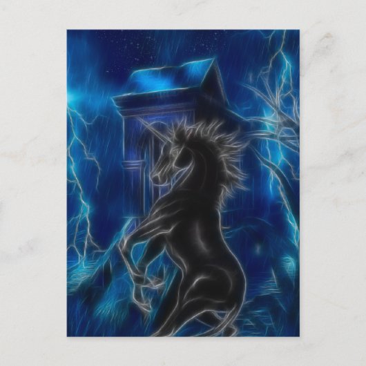 Black Unicorn Fantasy Postkarte (Vorderseite)