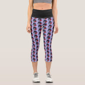 Black Unicorn Flowers Purple Capri Leggings (Vorderseite)