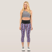 Black Unicorn Flowers Purple Capri Leggings (Vorderseite)
