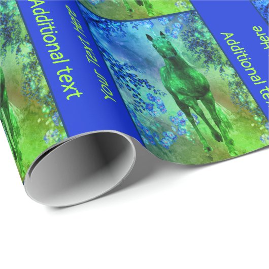 Black Unicorn Horse Fantasy Personalisiert Geschenkpapier (Rolleneckpunkt)