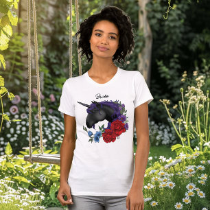 Black Unicorn Lila Red Sage Blume Bachlorette T-Shirt