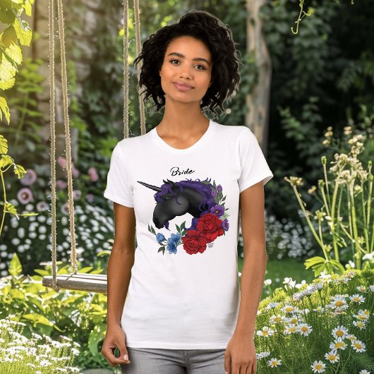 Black Unicorn Lila Red Sage Blume Bachlorette T-Shirt