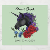Black Unicorn Lila Red Sage Blume Hochzeit Bierflaschenetikett (Einzelnes Label)