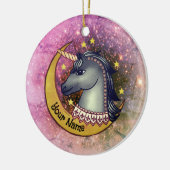 Black Unicorn Moon Keramik Ornament (Links)
