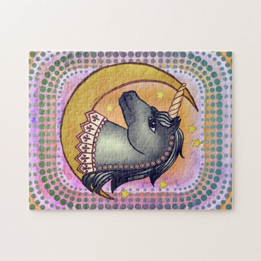 Black Unicorn Moon Puzzle (Horizontal)