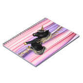 Black Unicorn Pink Ohren Notebook Notizblock (Linke Seite)