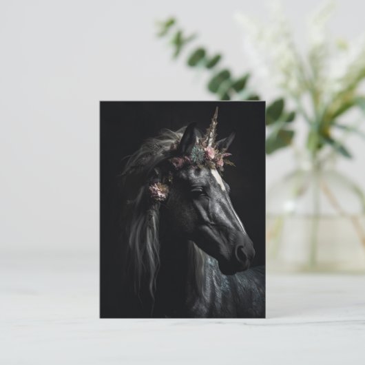 Black Unicorn Postkarte (Stehend Vorderseite)