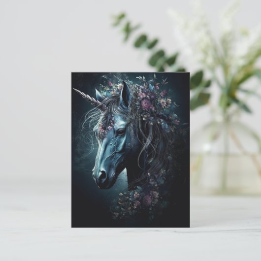 Black Unicorn Postkarte (Stehend Vorderseite)