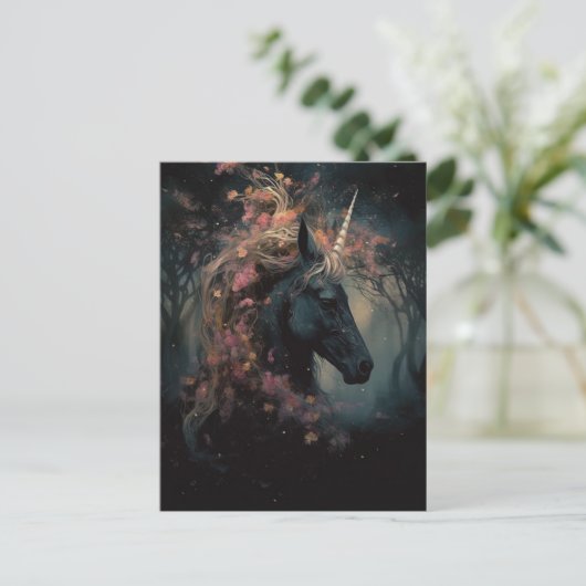 Black Unicorn Postkarte (Stehend Vorderseite)