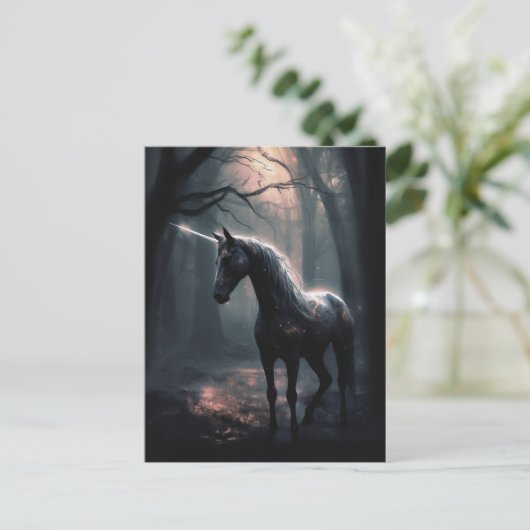 Black Unicorn Postkarte (Stehend Vorderseite)