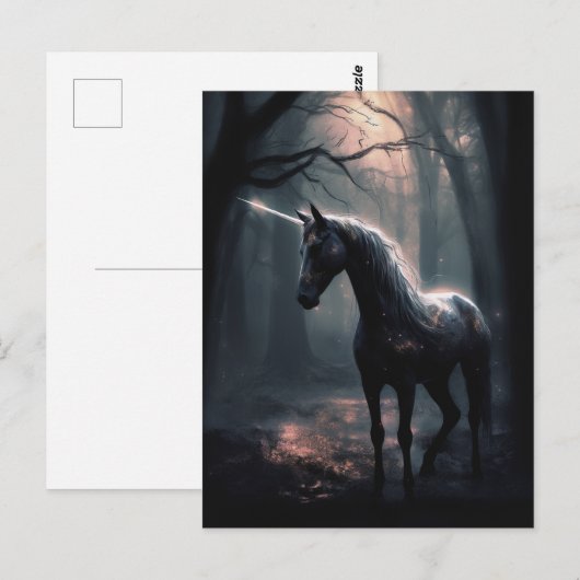 Black Unicorn Postkarte (Vorne/Hinten)
