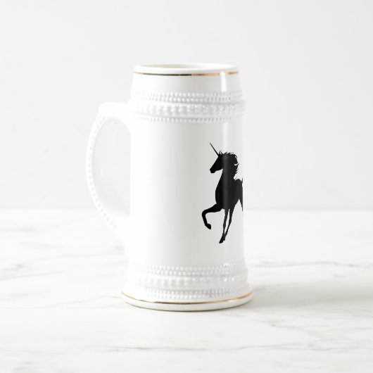 Black Unicorn Silhouette Stein Bierglas (Vorderseite Links)