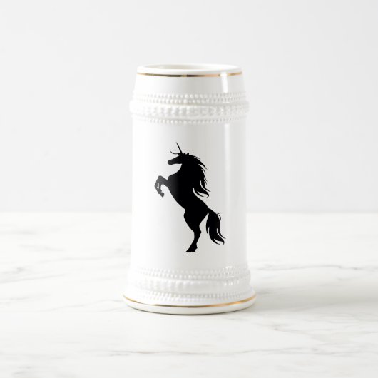 Black Unicorn Silhouette Stein Bierglas (Mittel)