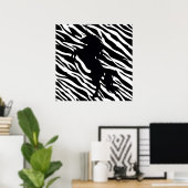 Black Unicoron Silhouette auf Zebra Print Poster (Heimbüro)