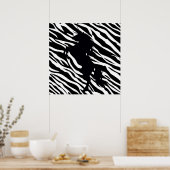 Black Unicoron Silhouette auf Zebra Print Poster (Küche)