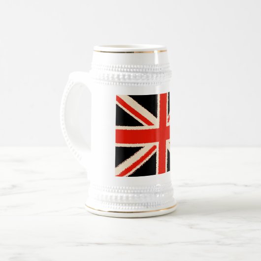 Black Union Jack (Art Style) Bierglas (Vorderseite Links)