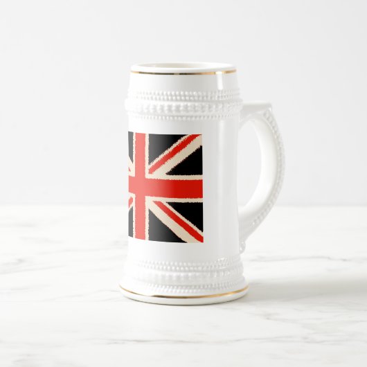Black Union Jack (Art Style) Bierglas (VorderseiteRechts)