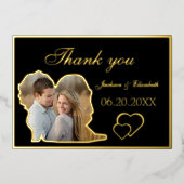 Black Unique Modernes Foto Hochzeit Danke Karte (Vorderseite)