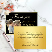 Black Unique Modernes Foto Hochzeit Danke Karte