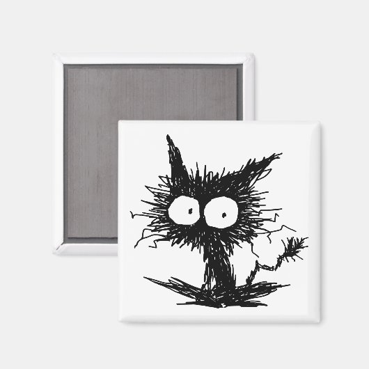 Black Unkempt Kitten GabiGabi Magnet (Vorderseite/Rückseite)